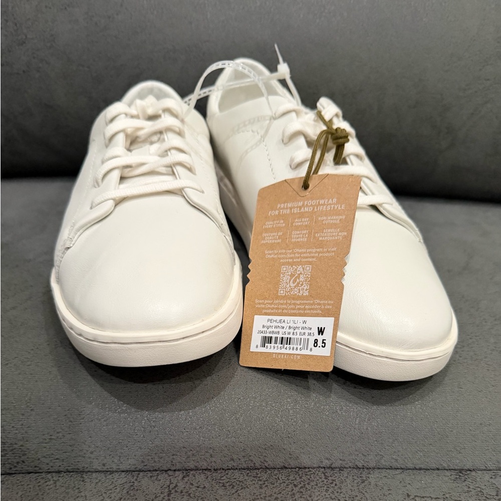OluKai Pehuea Li Ili White Leather Women’s Slip On In Sneakers Shoes 8 8.5 New - Picture 10 of 10